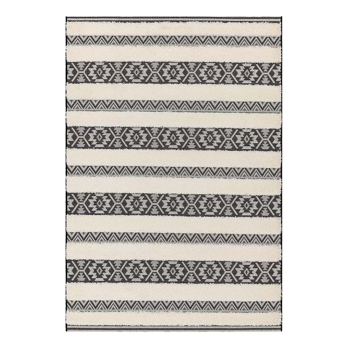 Monty Stripe Outdoor Rug - black-cream, 80x150cm