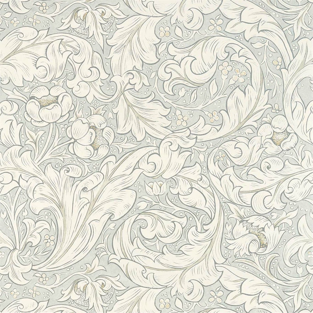 Morris & Co Pure Bachelors Button Wallpaper - grey-blue