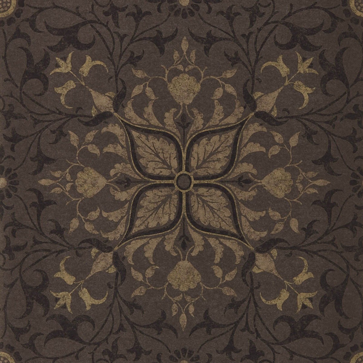Morris & Co Pure Net Ceiling Wallpaper - charcoal-gold