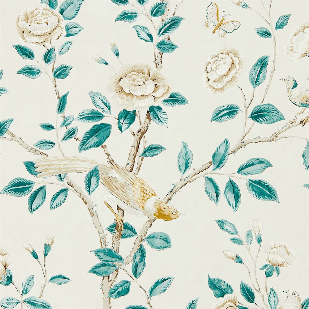 Sanderson Andhara Wallpaper - teal-cream