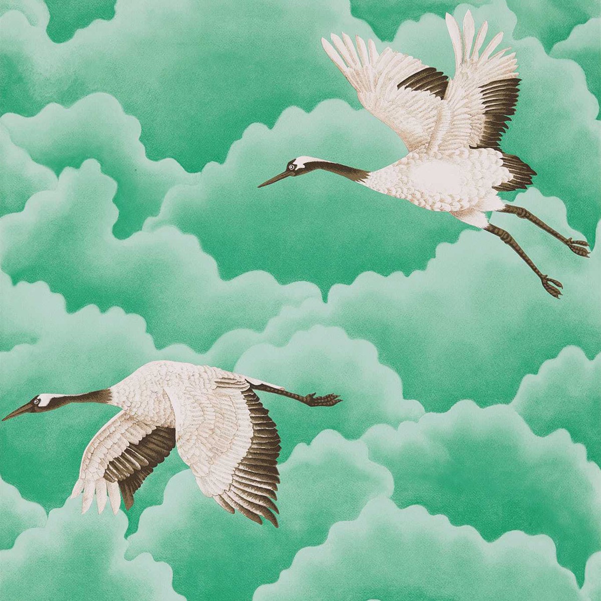 Harlequin Cranes in Flight Wallpaper - emerals