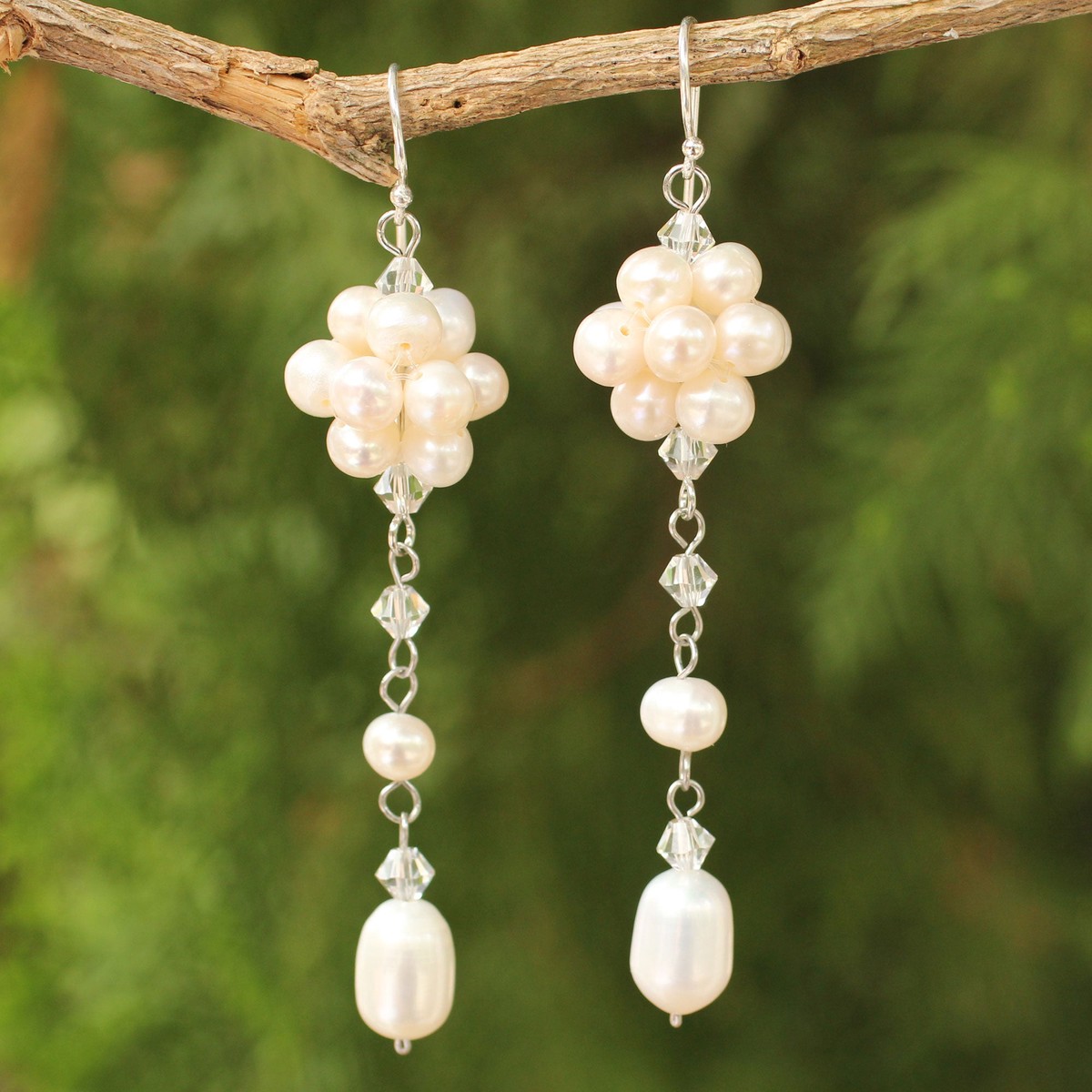 Bridal Sterling Silver and Pearl Dangle Earrings - Offer of Grace