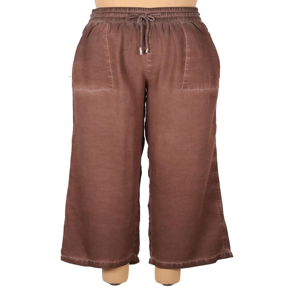 Brown Stone-Washed Viscose Pants - Simple Style in Rosewood - M (member)