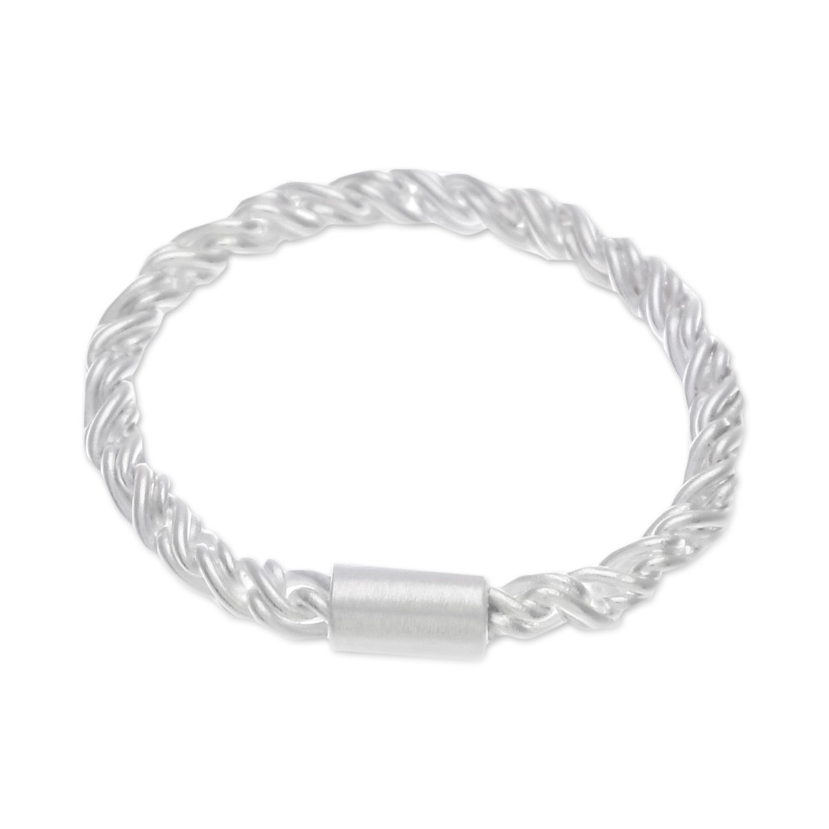 Brushed-Satin-Finish Modern Sterling Silver Band Ring - Ethereal Embrace - 7