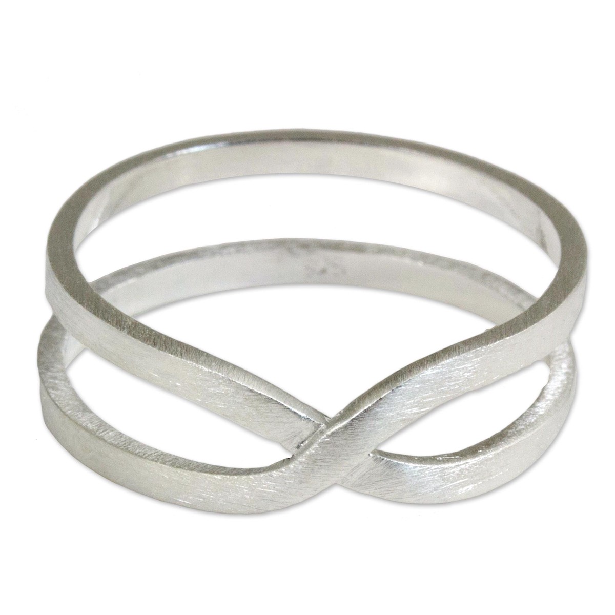 Brushed Silver Modern Thai Artisan Crafted Eternity Ring - Eternity Love - 7