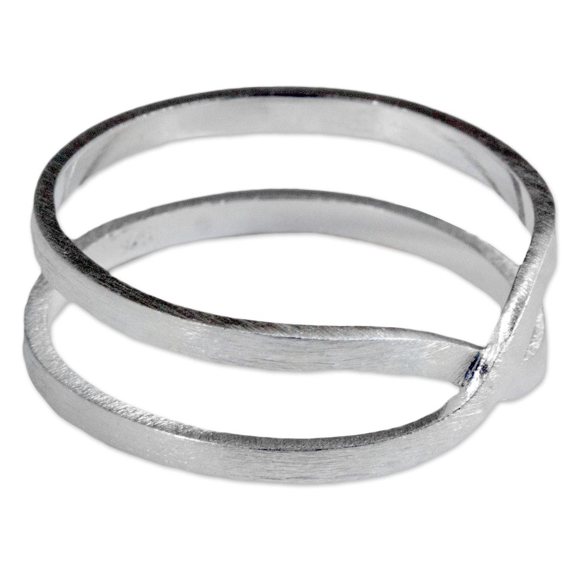 Brushed Silver Modern Thai Artisan Crafted Eternity Ring - Eternity Love - 8 (member)