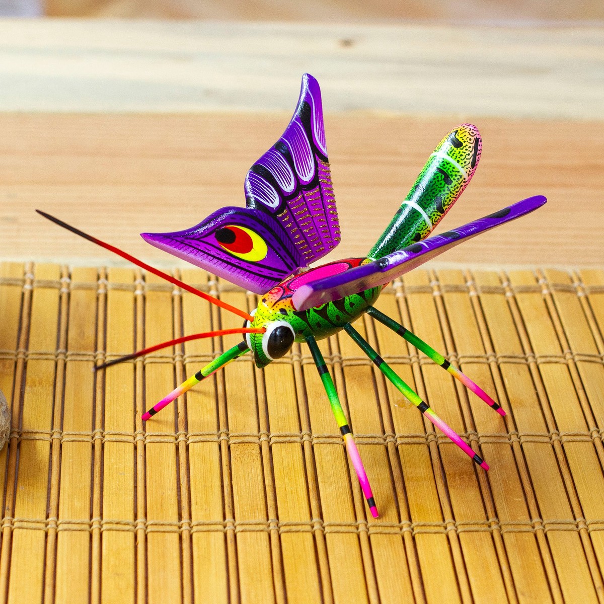 Butterfly-Themed Hand-Painted Copal Wood Alebrije Sculpture - Magical Butterfly