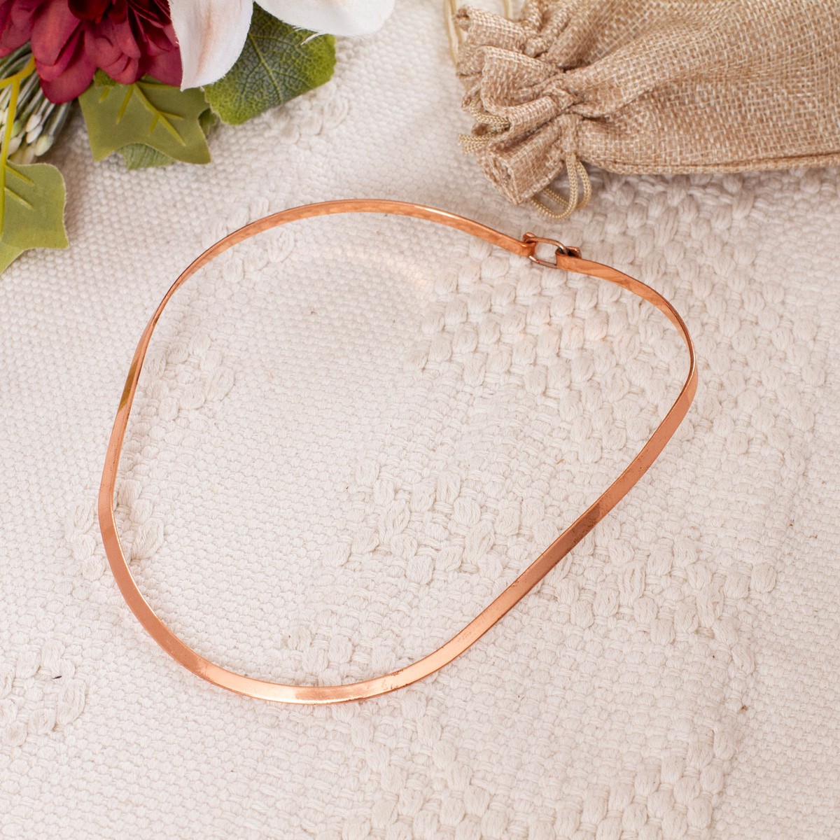 Brushed-Satin Copper Collar Necklace from Mexico - Idyllic Fantasy