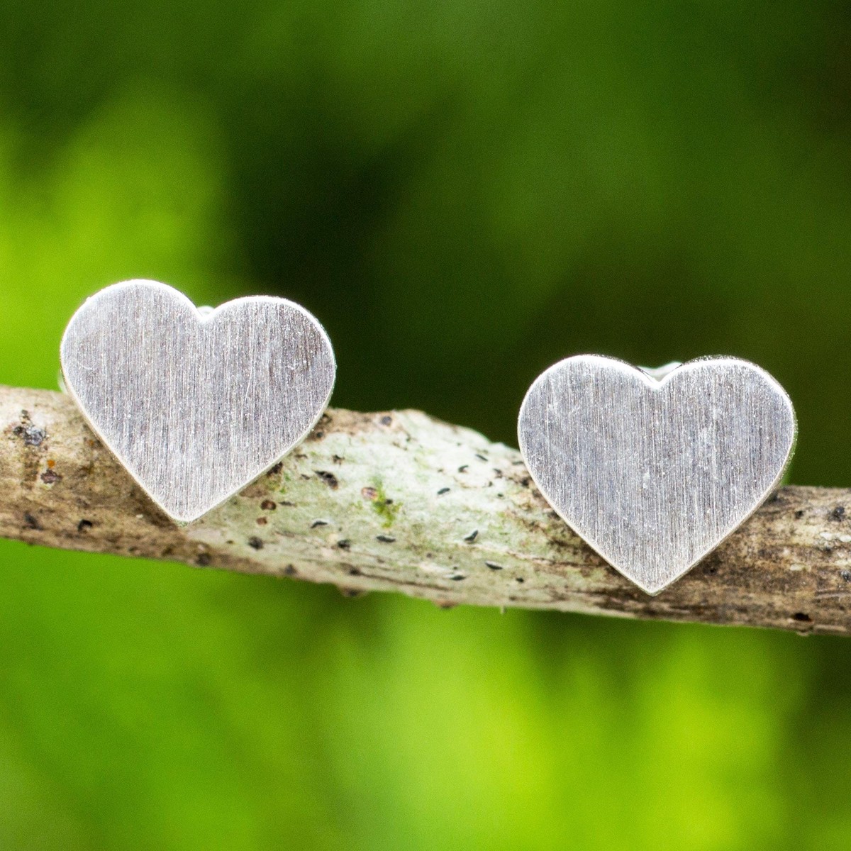 Brushed Sterling Silver 925 Petite Heart Stud Earrings - For Love