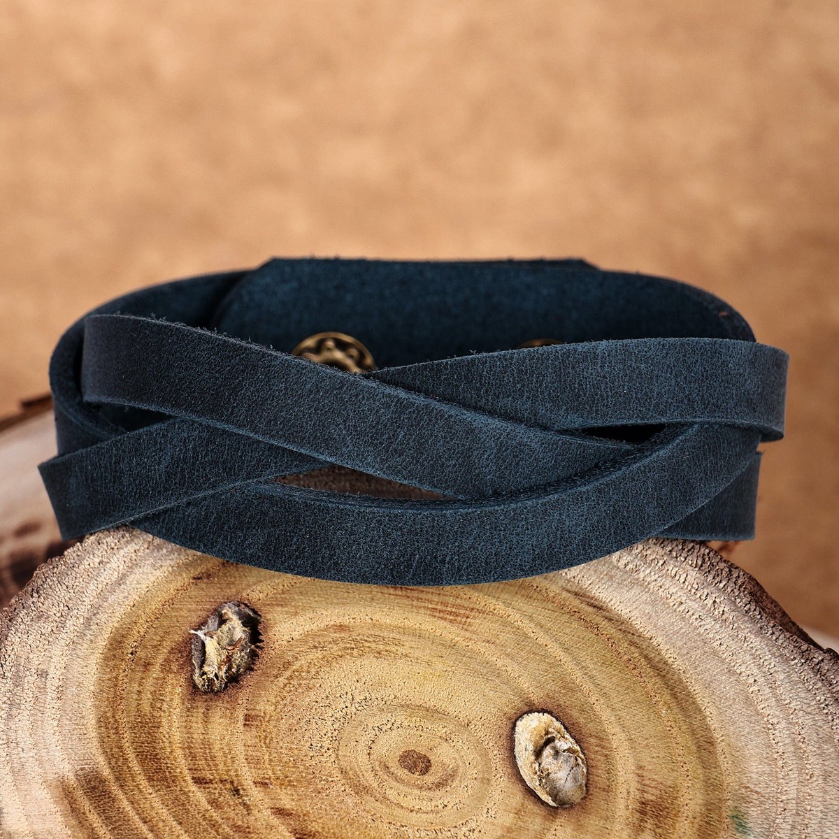 Braided Style Leather Strand Wristband Bracelet in Blue - Braided Cool