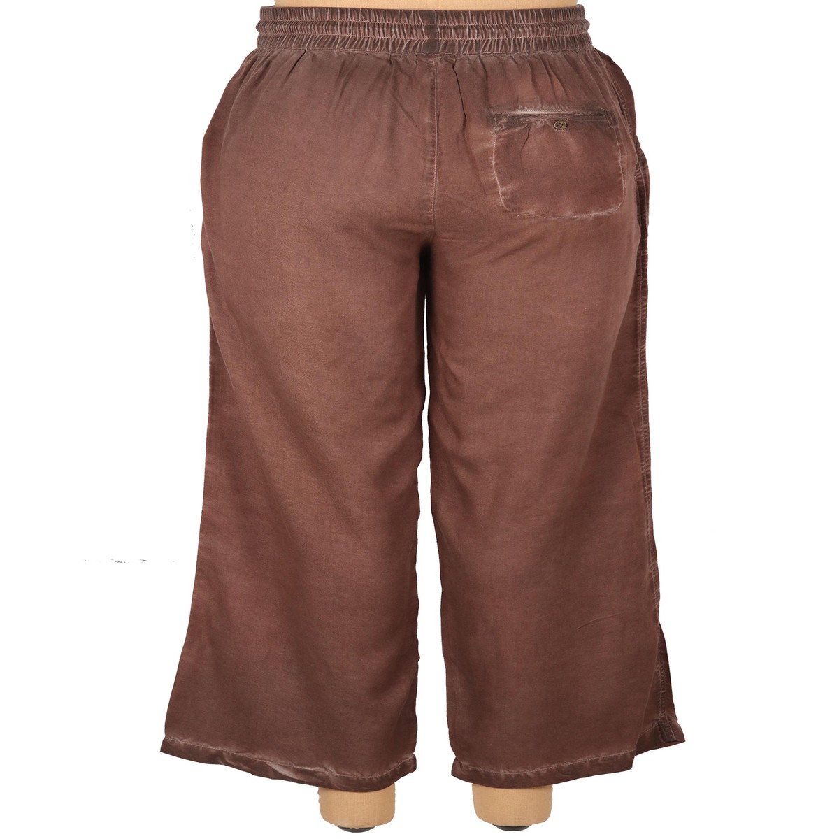 Brown Stone-Washed Viscose Pants - Simple Style in Rosewood - XL