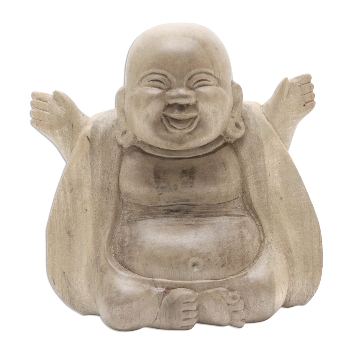 Buddha Sculpture in Hibiscus Wood - Mirthful Buddha (member)