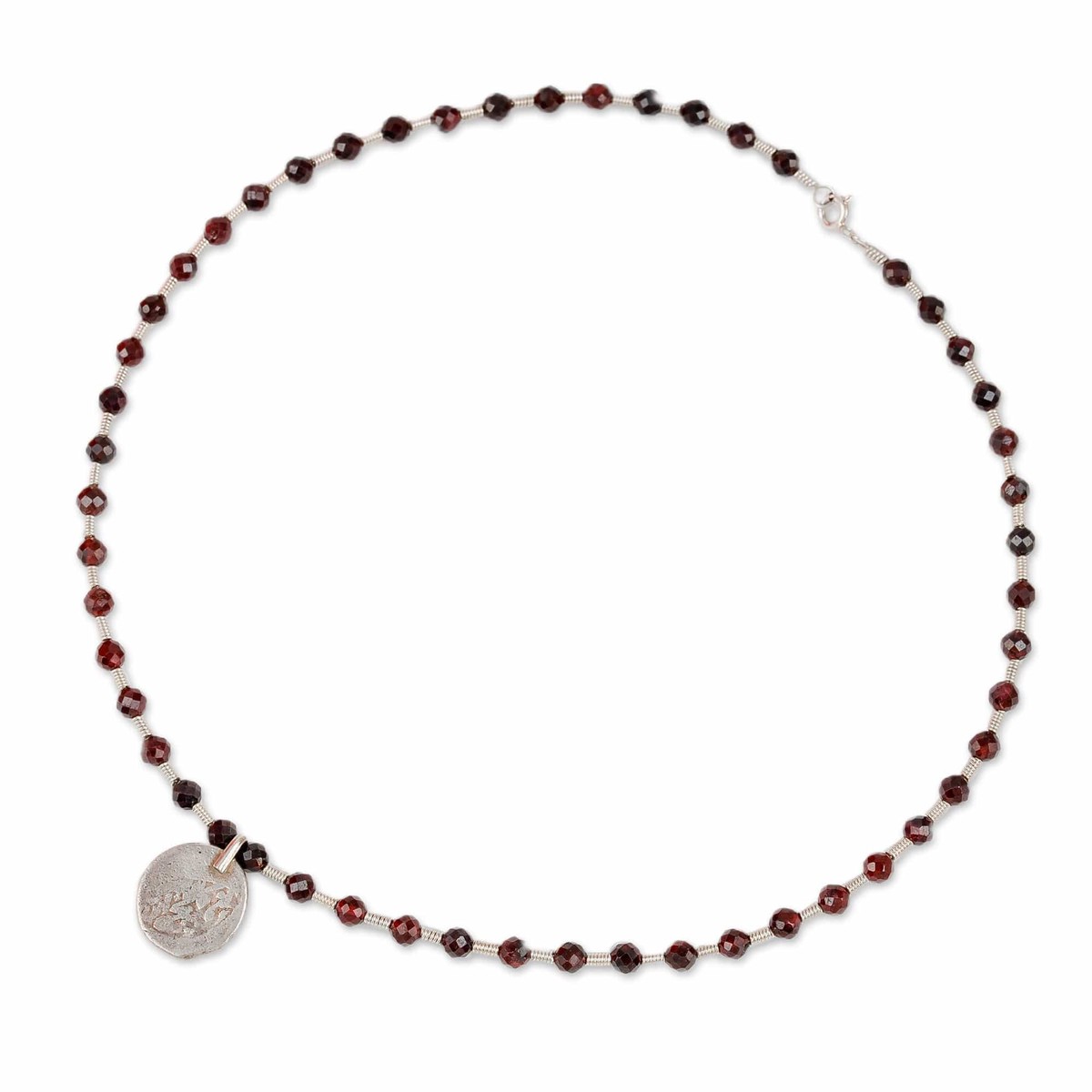 Bukhara Emirate Coin and Garnet Choker Pendant Necklace - Passion from the Road