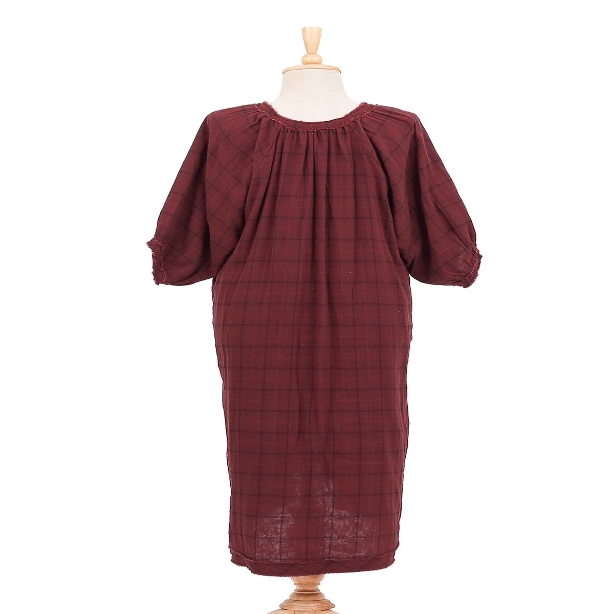 Burgundy Tunic-Style Dress from Thailand - Chiang Mai Wine - XL