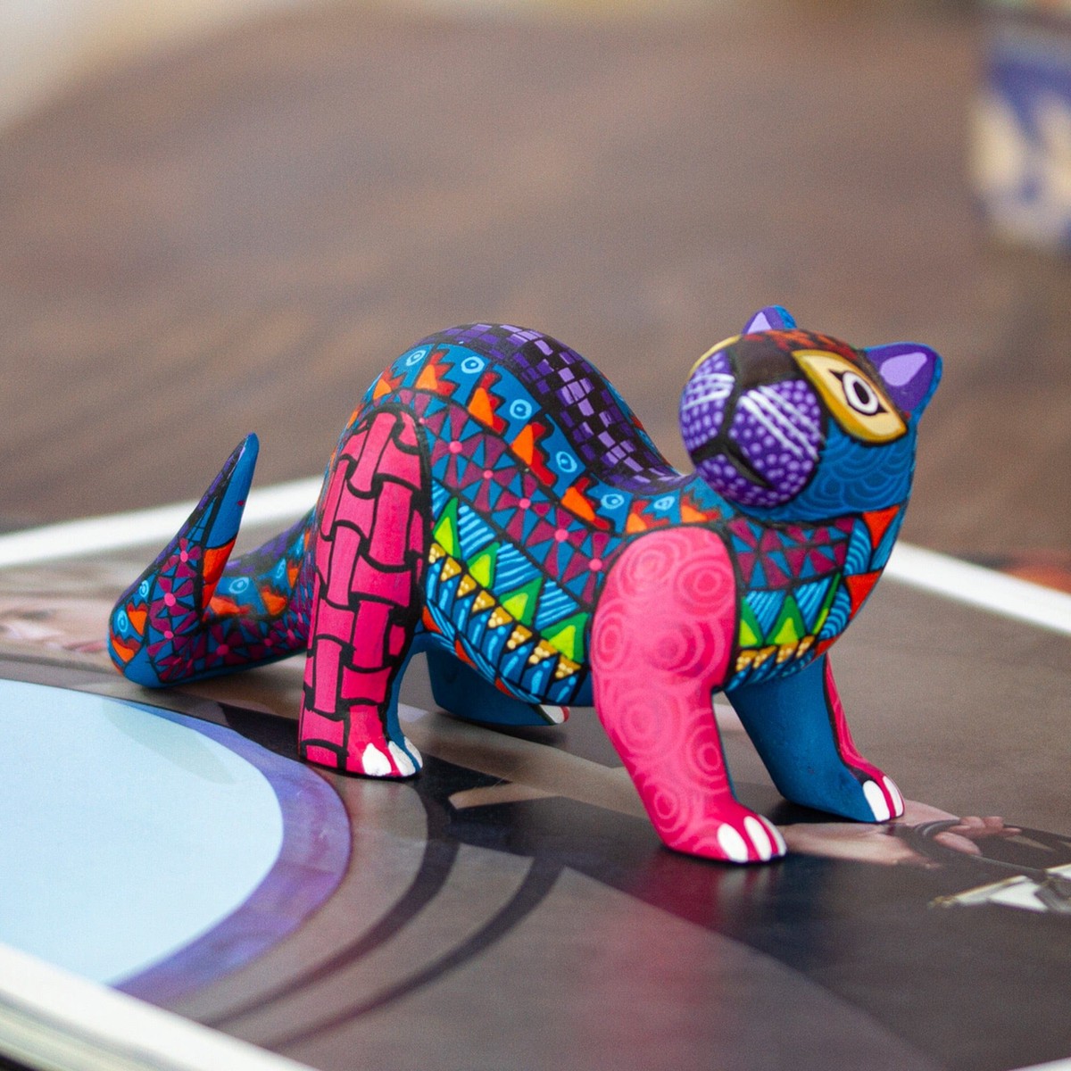 Carmine Copal Wood Alebrije Otter Figurine Painted by Hand - The Water Spirit in Carmine