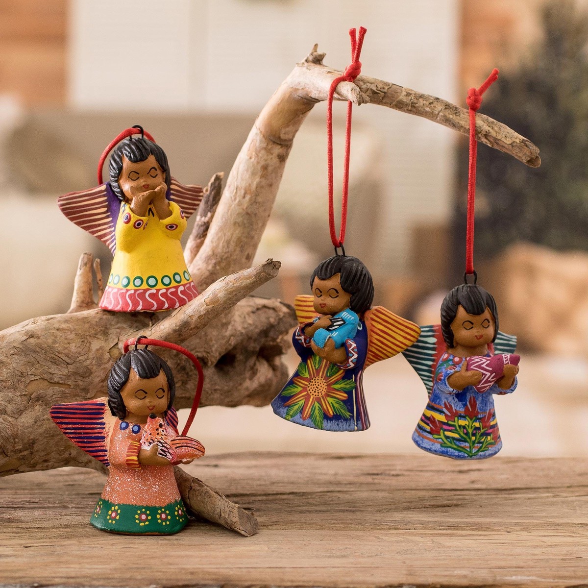Ceramic Ornaments - Set of 4 - Angels of the Flowers