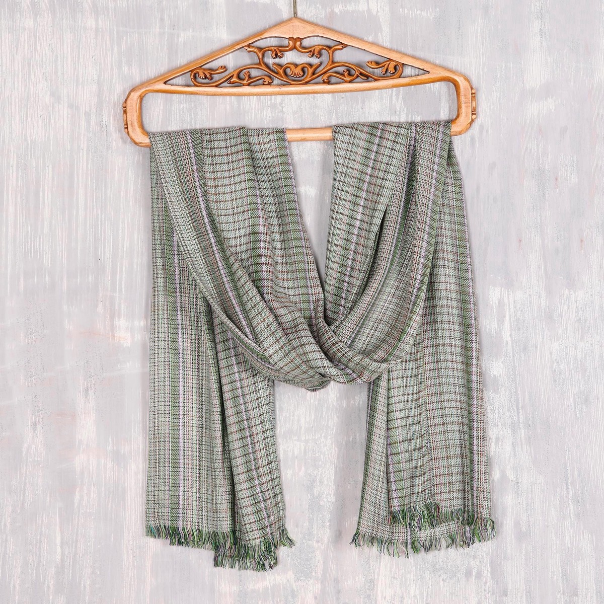 Checked Pattern Viscose Shawl Crafted in India - Delightful Checks (member)