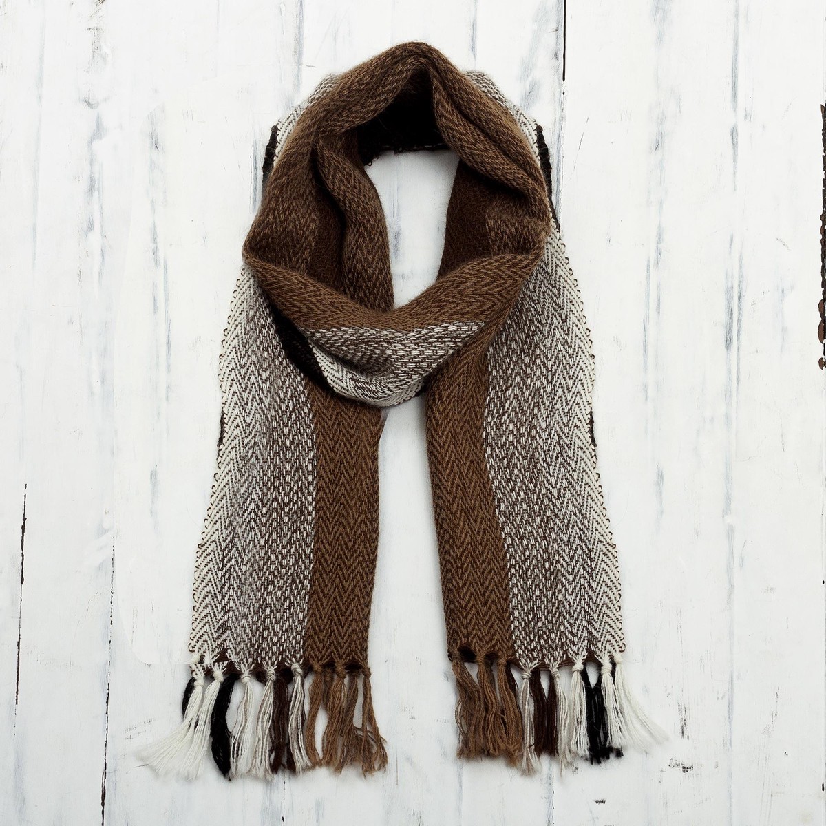 Chocolate Tones Hand-woven Alpaca Wool Scarf From Peru - Chocolate Tones