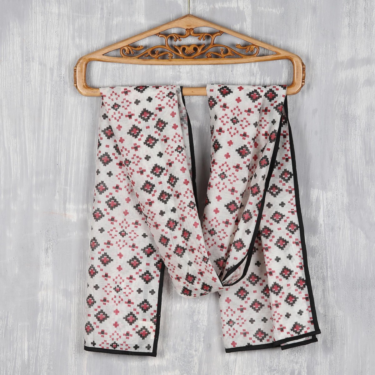 Chanderi Cotton Geometric Scarf - Eternal Stars