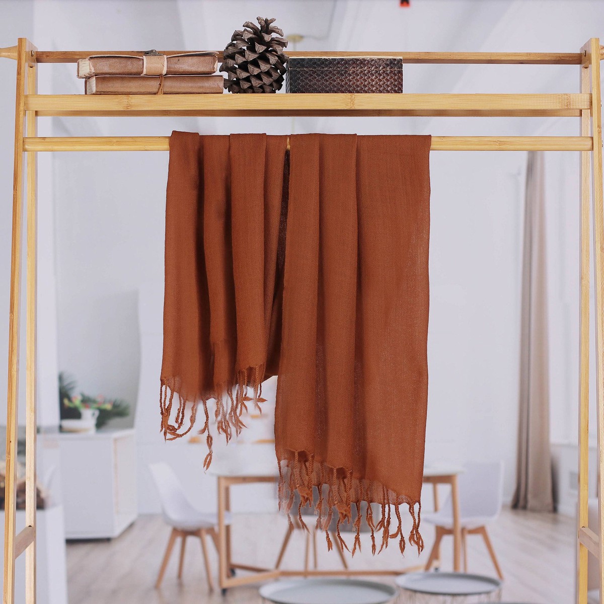 Cinnamon Brown Wool Scarf from India - Sweet Cinnamon