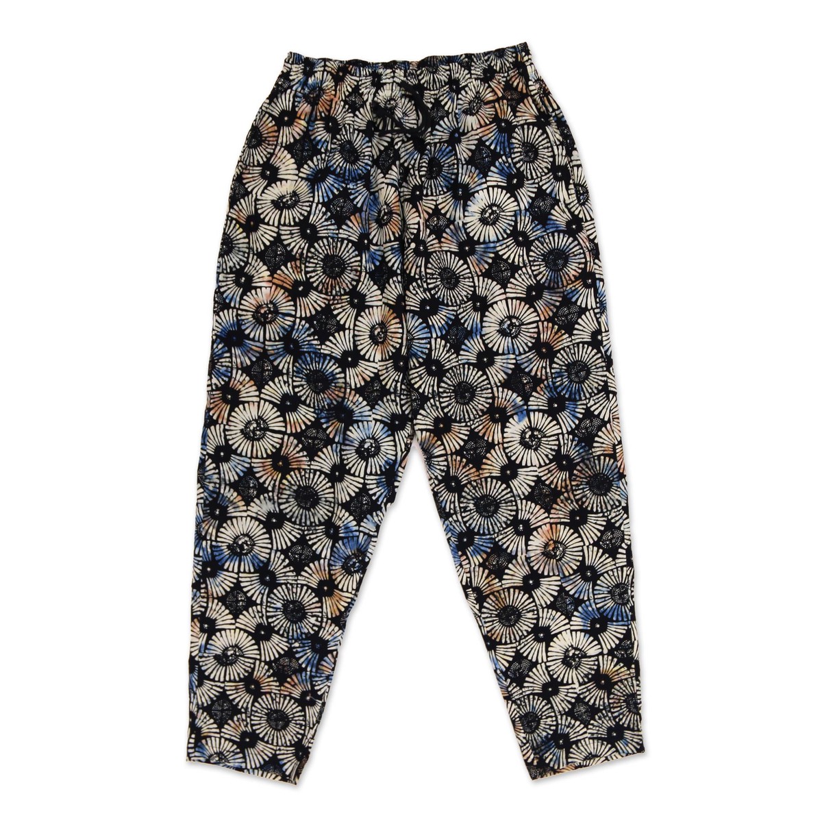Circular Motif Men's Cotton Lounge Pants from Bali - Dawn Fireworks - M