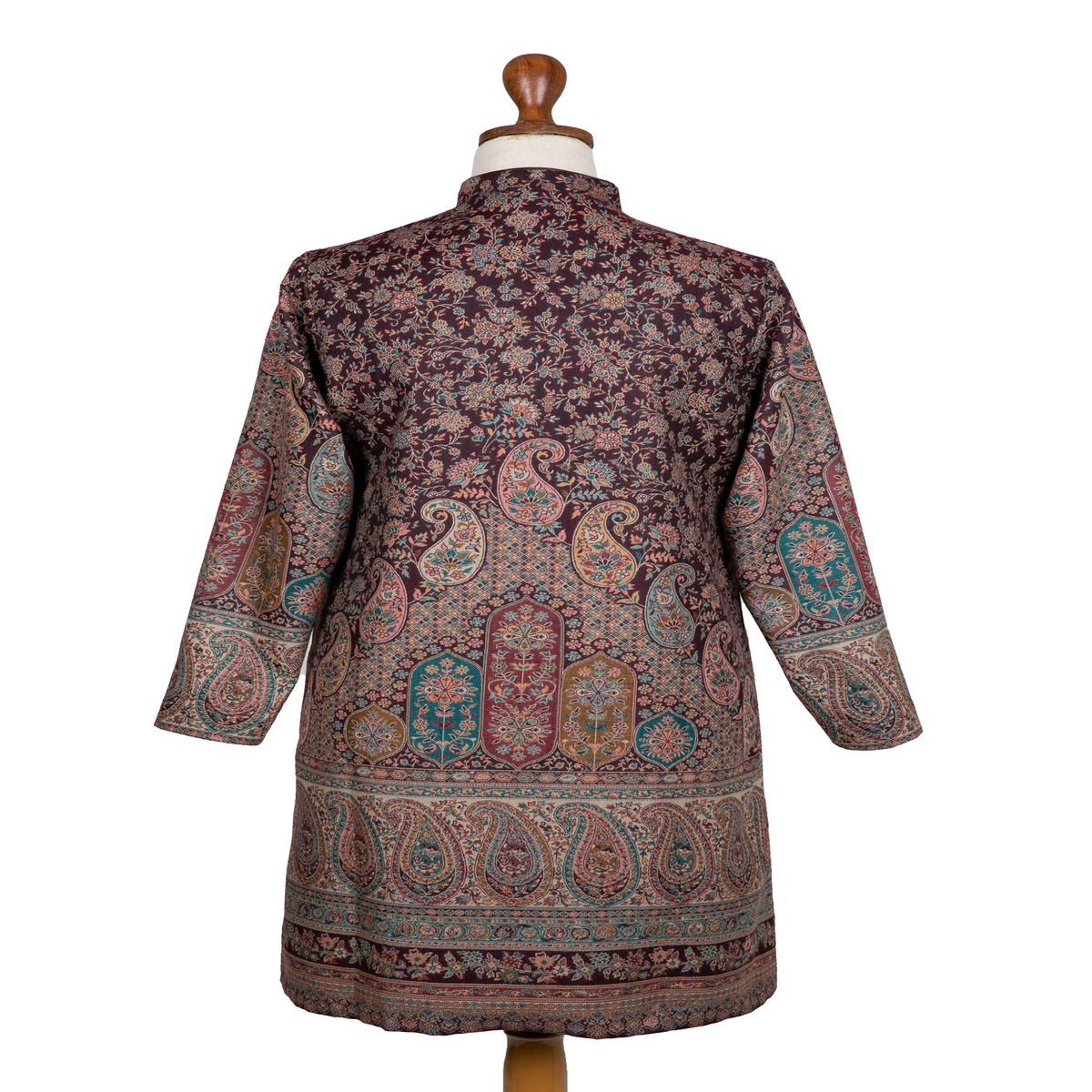 Classic Maroon Jamawar Jacket - Kashmir Splendor - XXL