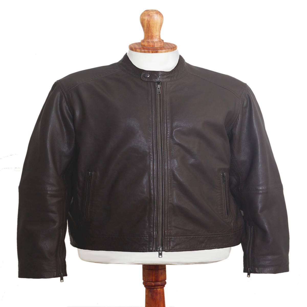 Classic Men's Leather Biker Jacket in Dark Brown - Suave Elegance - M (member)