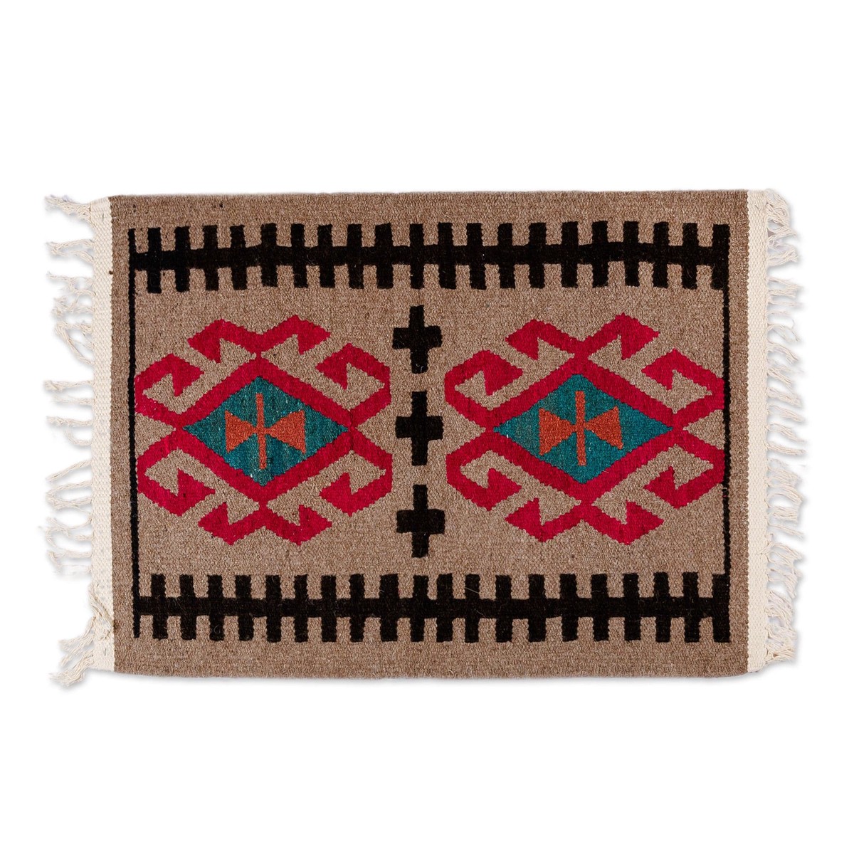 Classic Patterned Fuchsia and Brown Wool Area Rug (2.5x3.5) - Dulcet Customs