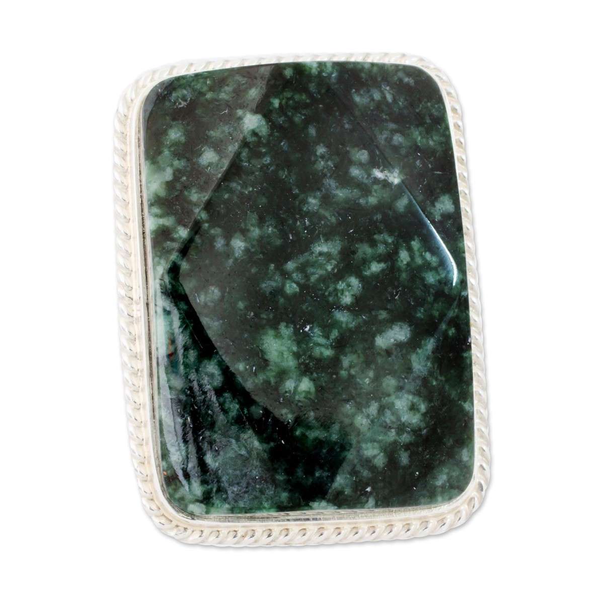 Collectible Modern Jade Sterling Silver Cocktail Ring – Maya Princess – 7 (member)