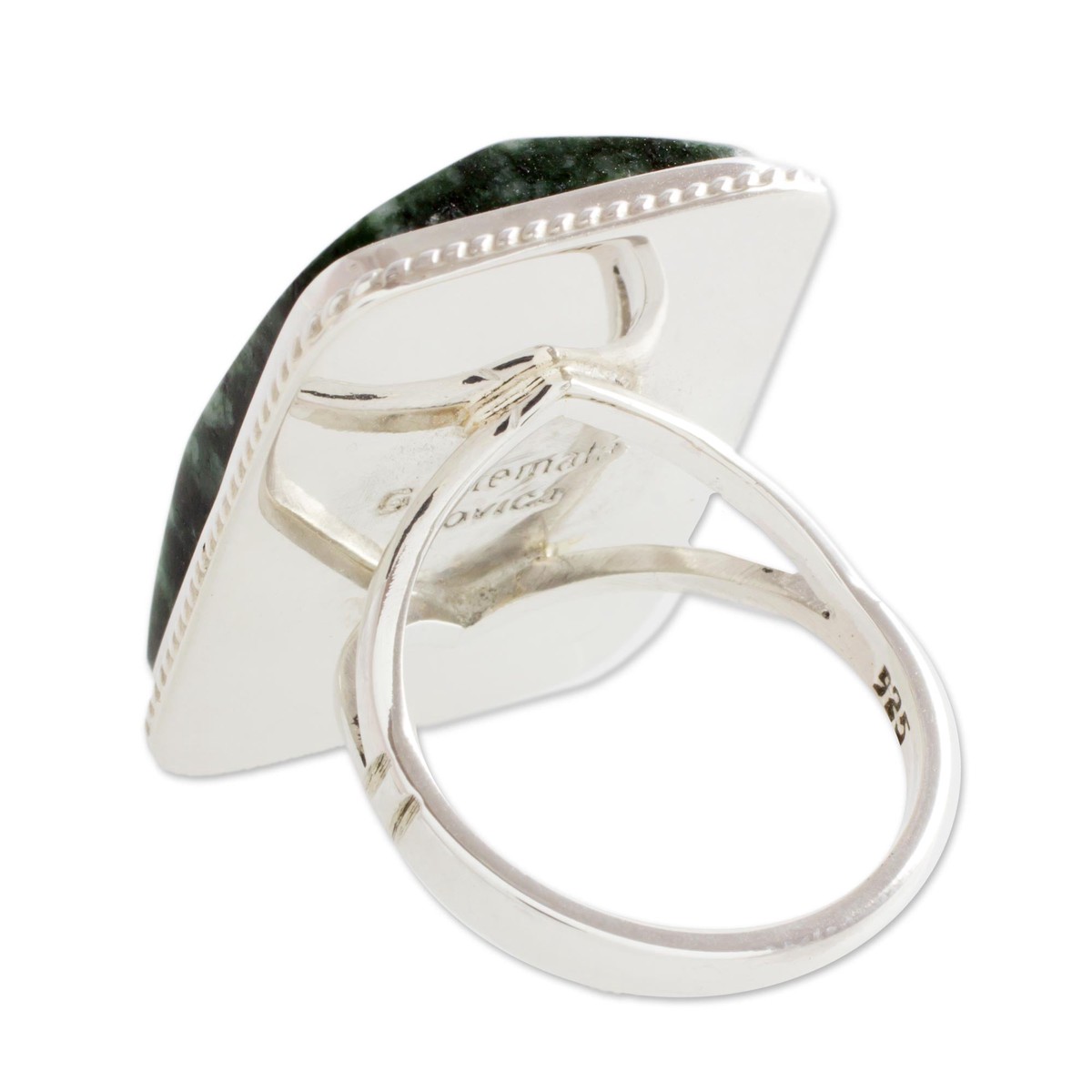 Collectible Modern Jade Sterling Silver Cocktail Ring – Maya Princess – 8 (member)