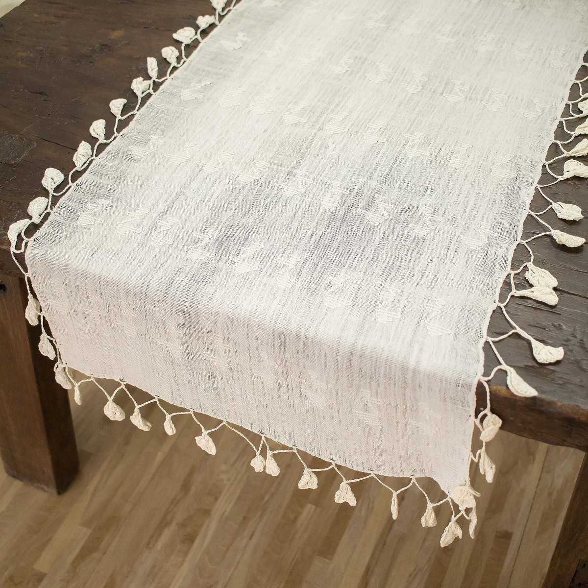 Cotton Table Runner - Natural Ivory Charm