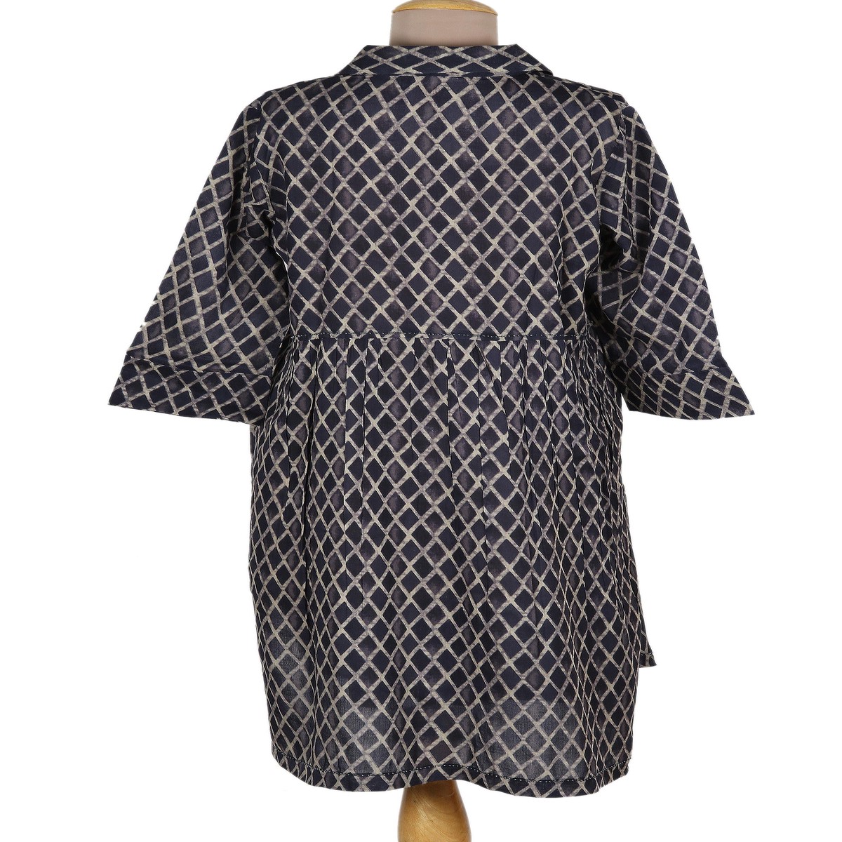 Dark Blue and Grey Beaded Shirtdress – Creative Fusion in Indigo – XXL (member)