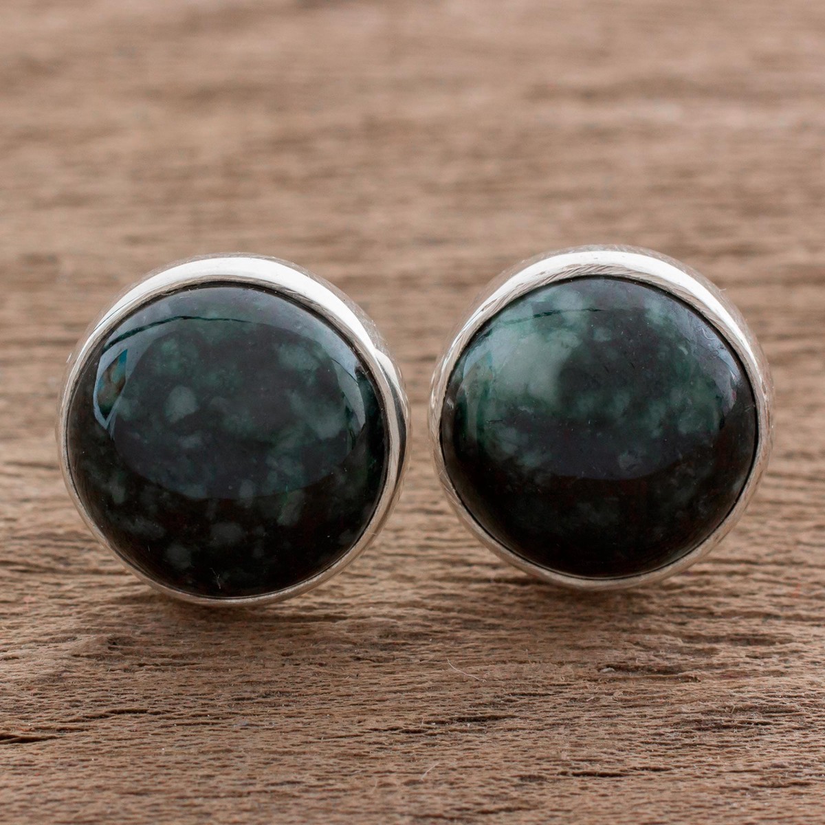 Dark Green Jade Earrings Sterling Silver Artisan Jewelry – Harmonious Peace