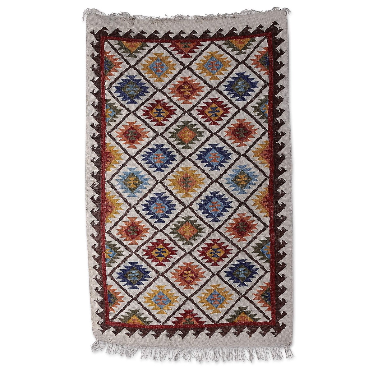 Diamond-Patterned Handloomed Wool Area Rug (3x5) - Starry Kaleidoscope - Title (member)