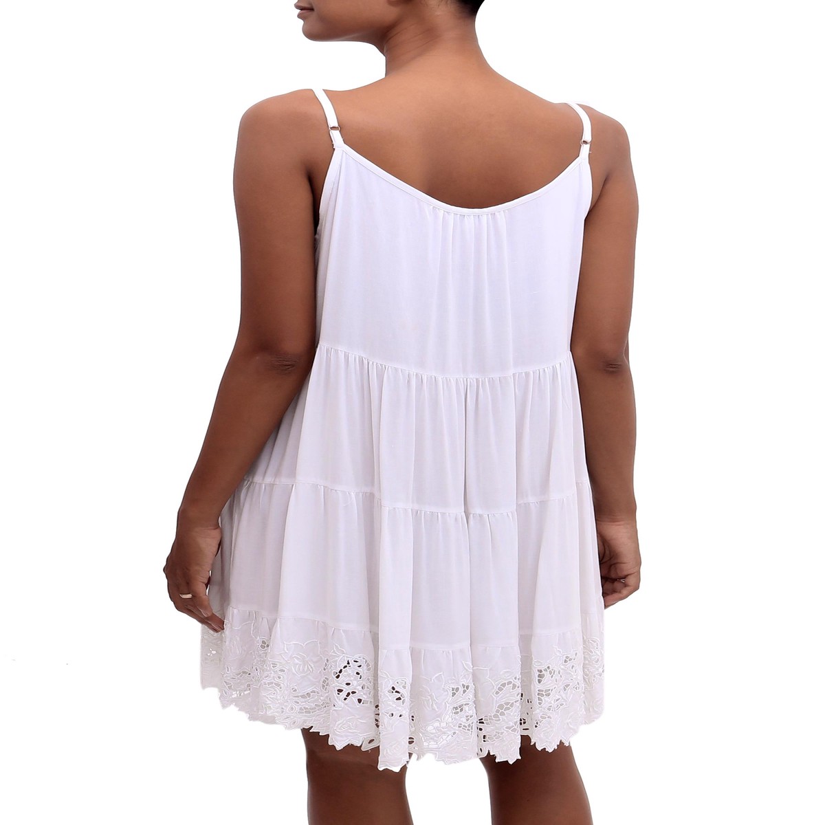 Embroidered Rayon Sundress in Snow White from Bali – Snow White Dewi – XL