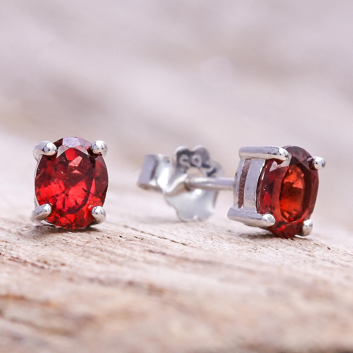 Faceted Garnet Stud Earrings from Thailand – Fiery Marvel