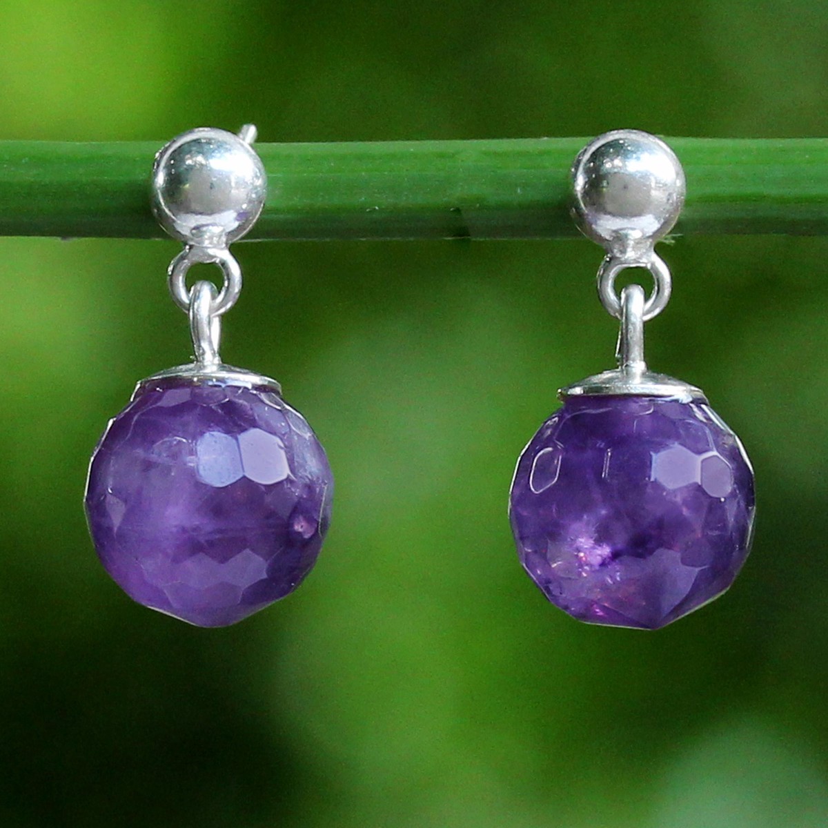 Faceted Amethyst Sterling Silver Dangle Earrings Thailand – Romantic Night