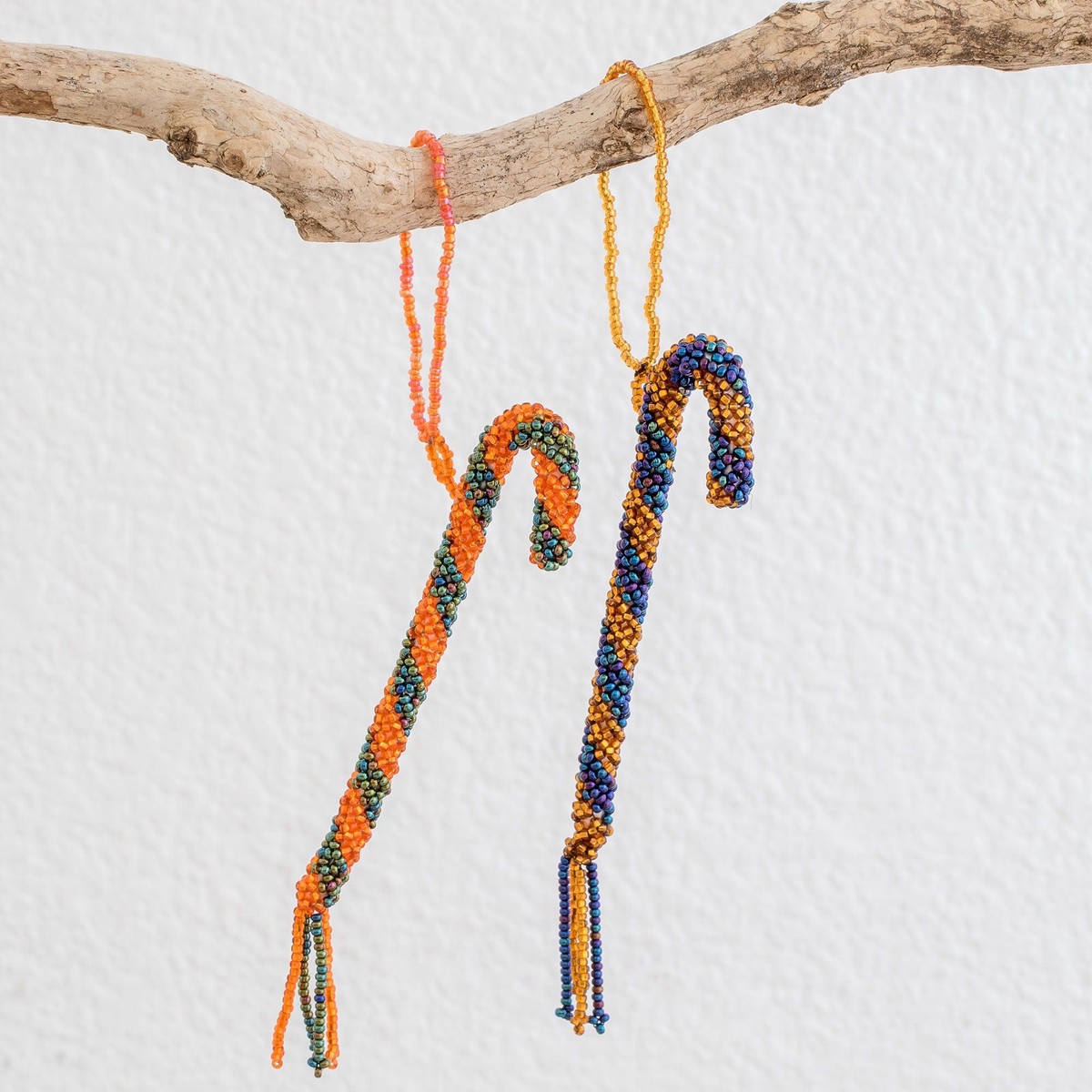 Glass Beaded Ornaments – Set of 2 – Sweet Canes