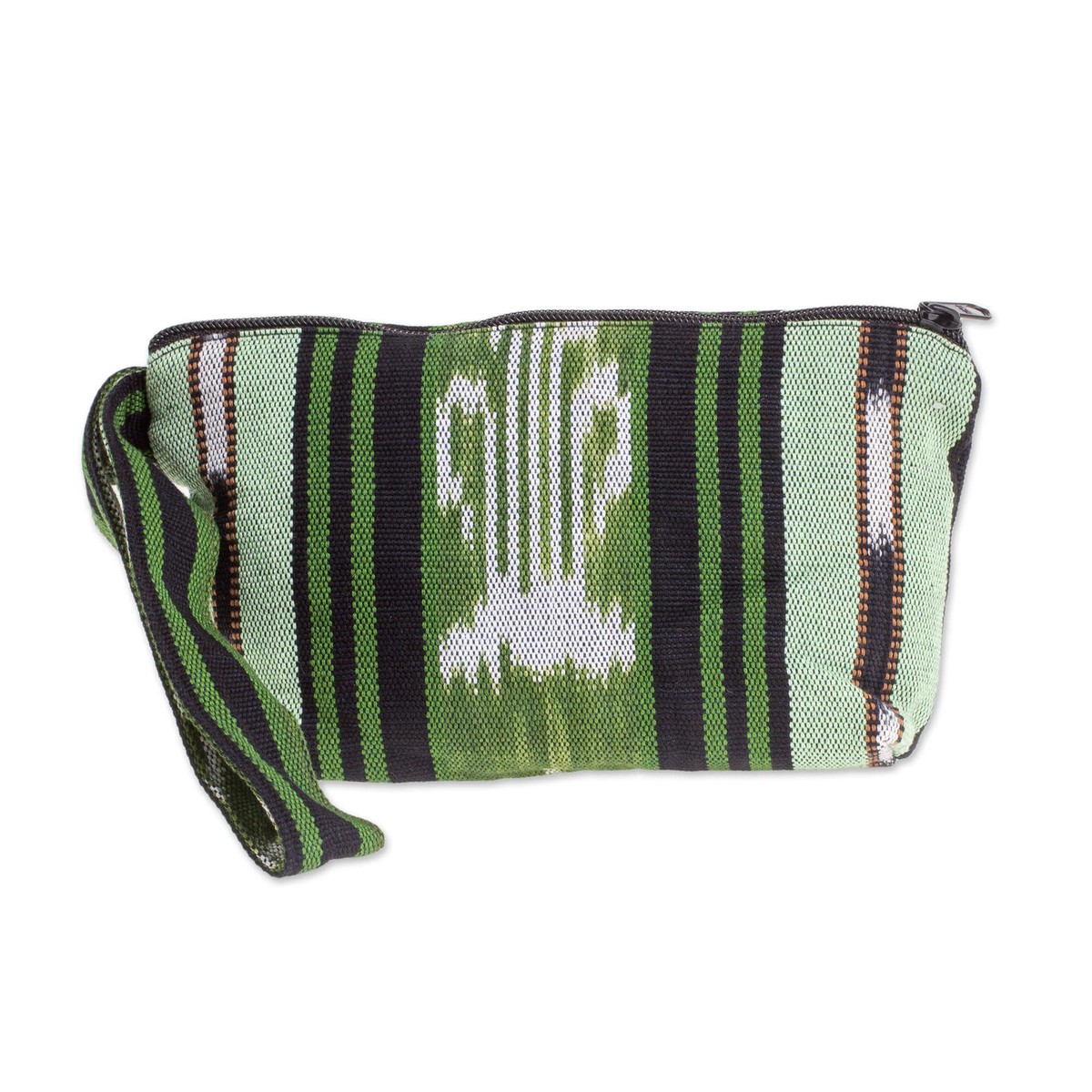 Green and Black Stripe Handwoven Cotton Cosmetics Bag – Glorious Stripes (member)