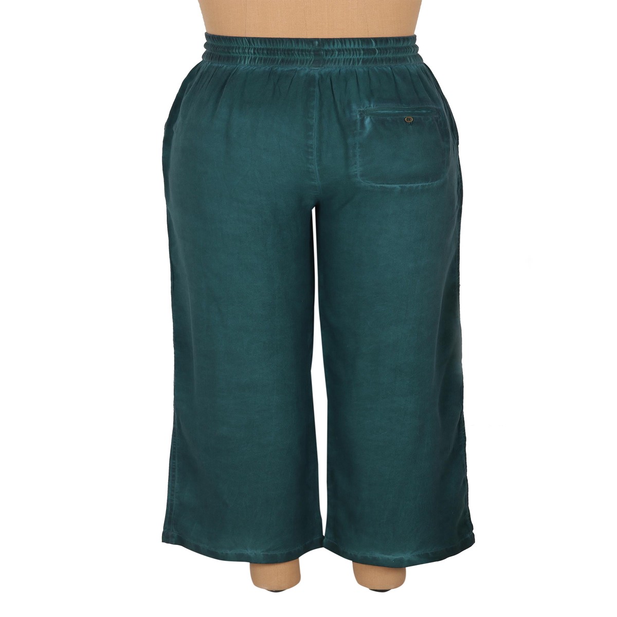 Green Viscose Twill Pants from India – Simple Style in Green – XXL