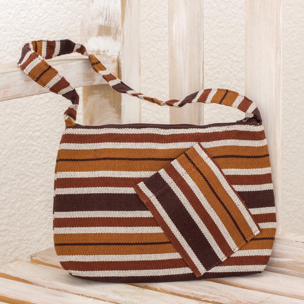 Guatemalan Brown Backstrap Loom Woven Cotton Shoulder Bag – Fertile Earth