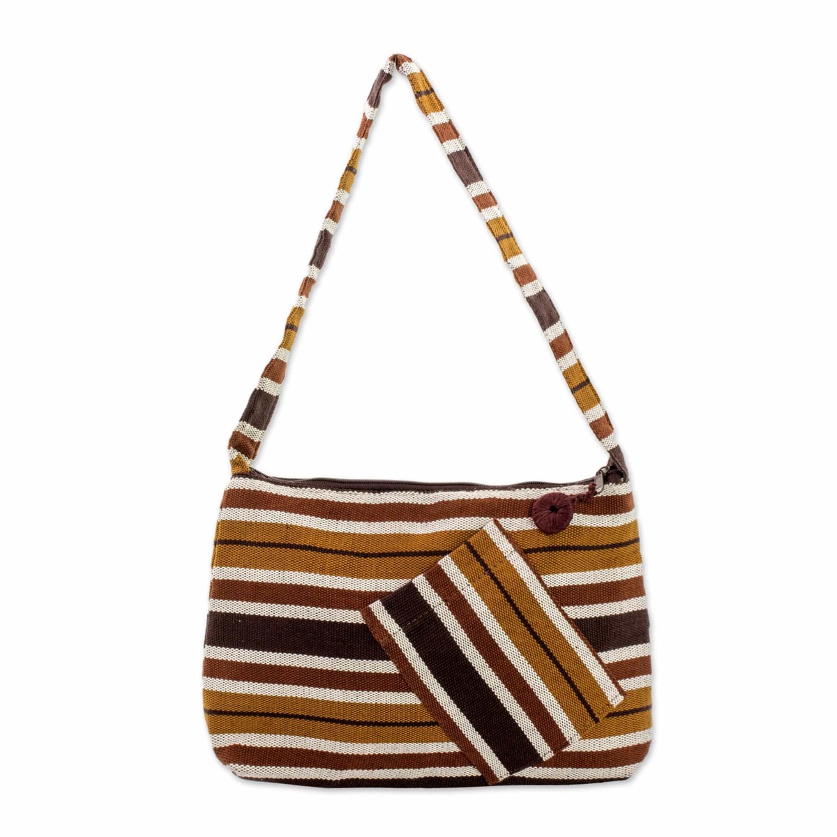 Guatemalan Brown Backstrap Loom Woven Cotton Shoulder Bag – Fertile Earth (member)