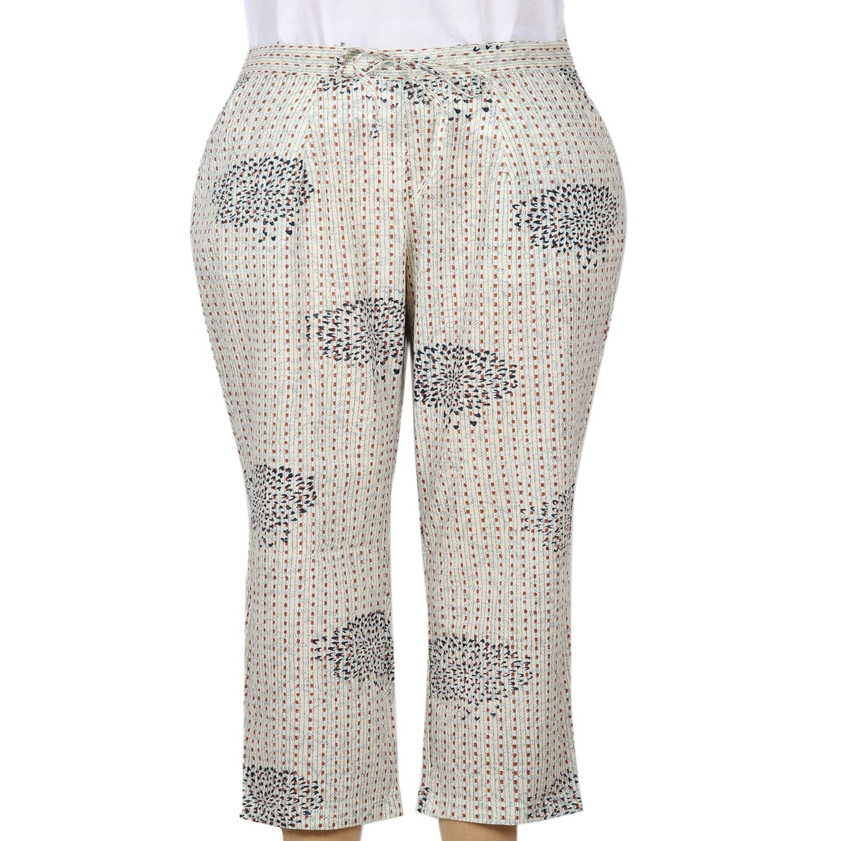 Hand Block Printed Ivory Cotton Pants – Mumbai Muse – M