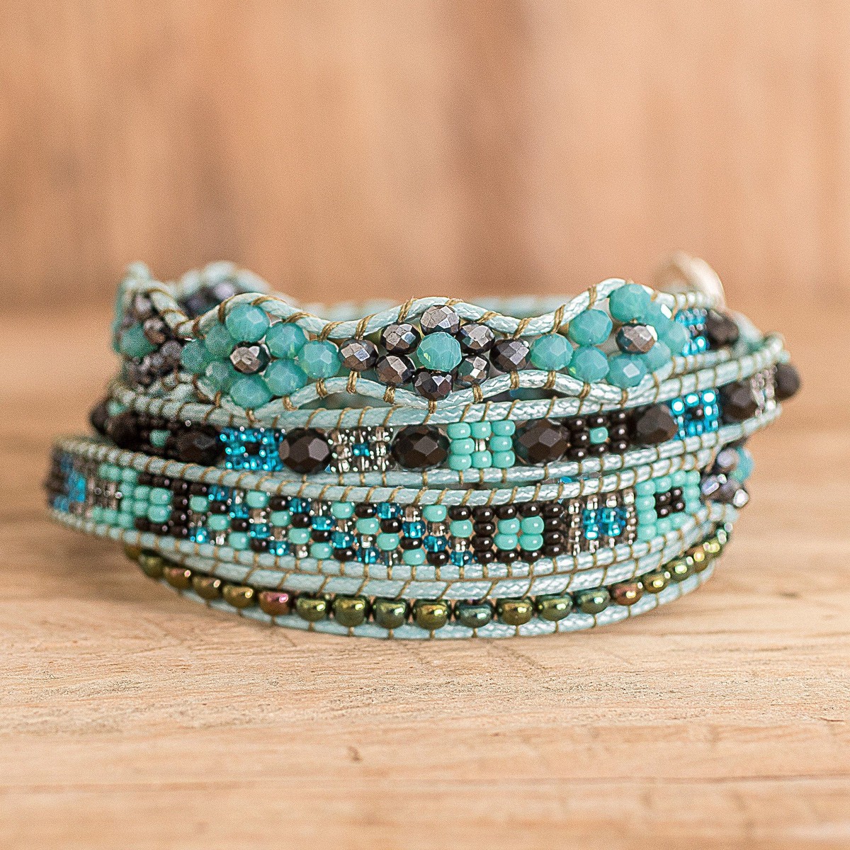 Hand Beaded Wrap Bracelet from Guatemala – Atitlan Shores