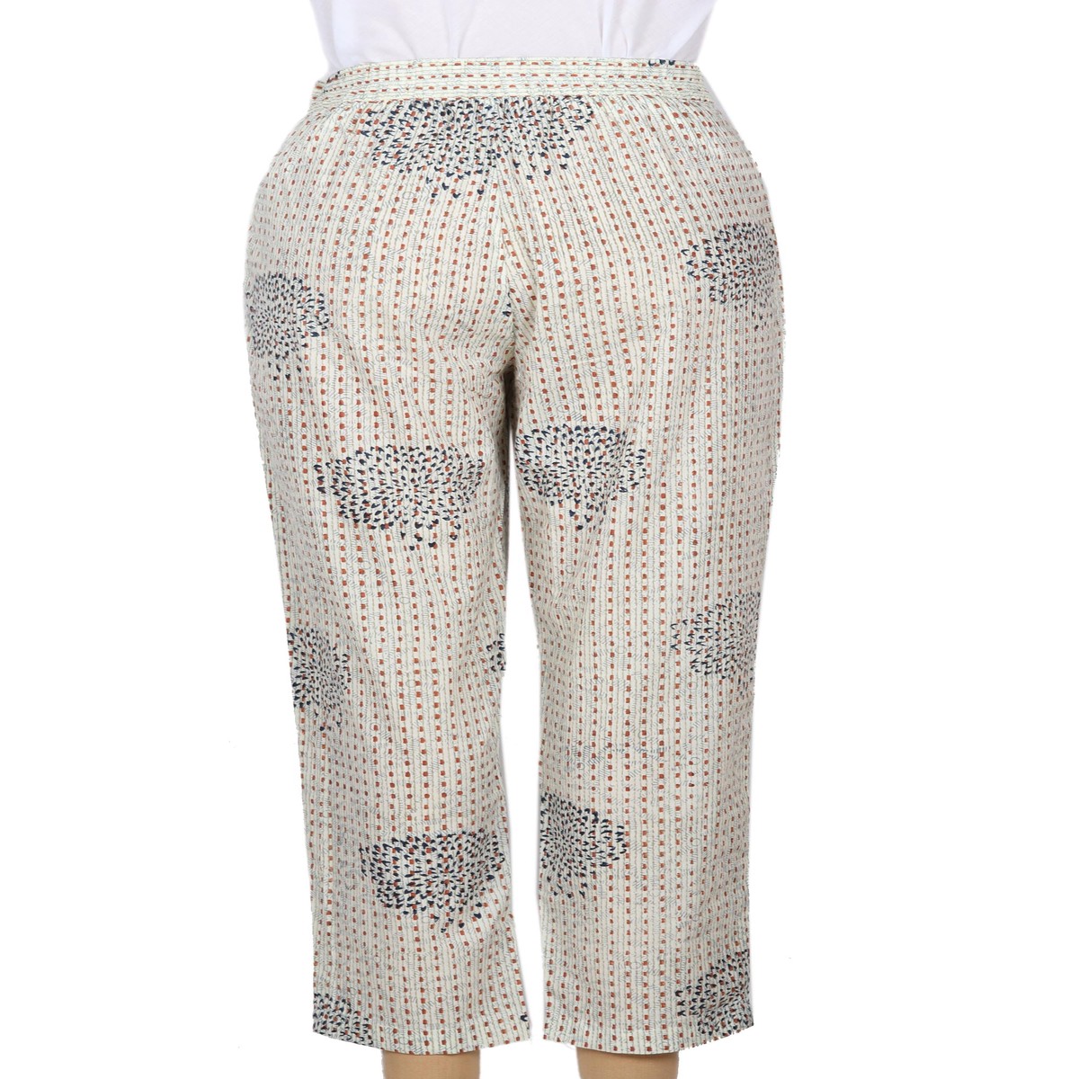 Hand Block Printed Ivory Cotton Pants – Mumbai Muse – XXL