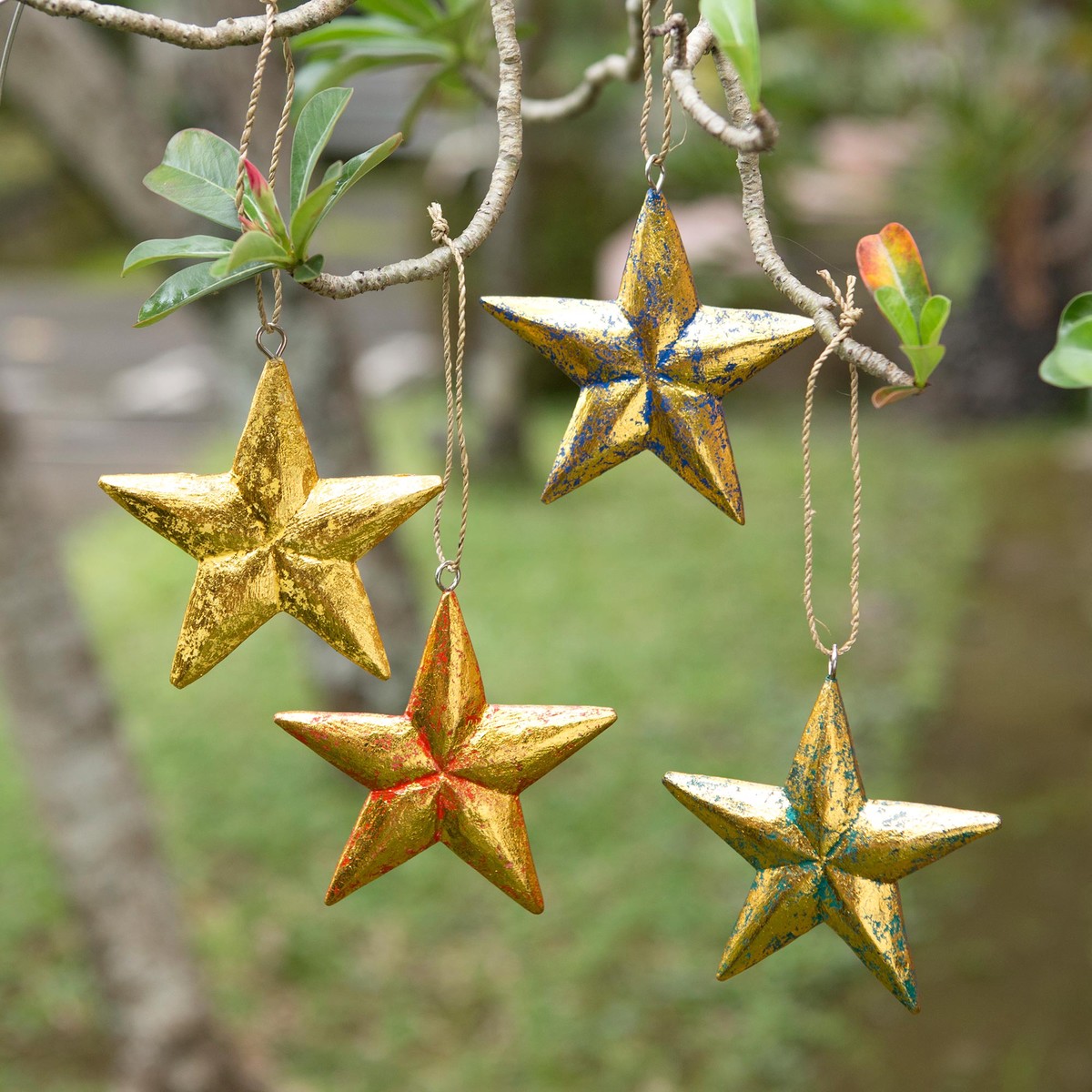 Hand Carved Star-Motif Holiday Ornaments (Set of 4) - Seeing Stars