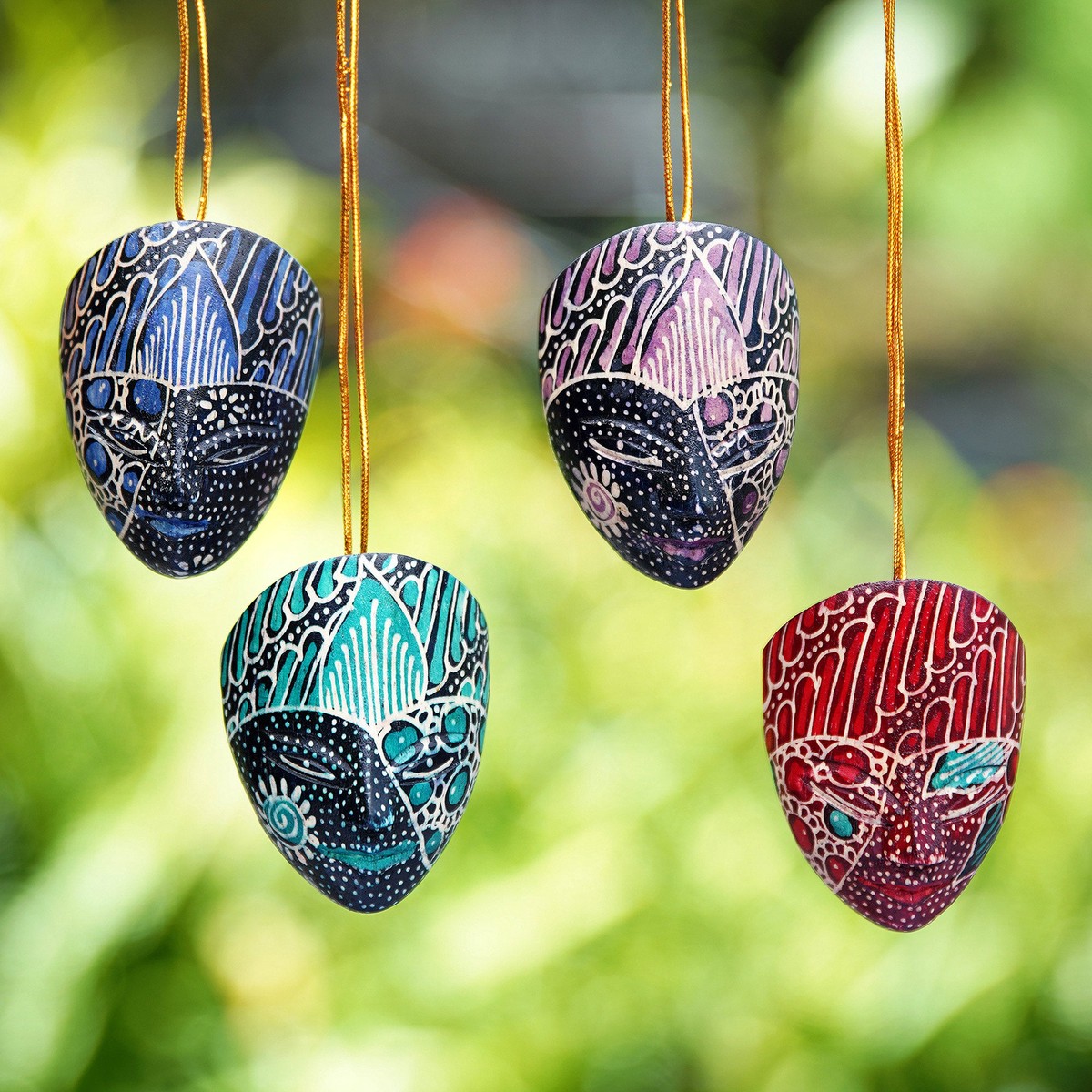 Hand Carved Wadang Wood Panang Warrior Ornaments (Set of 4) - Parang Warriors (set of 4)