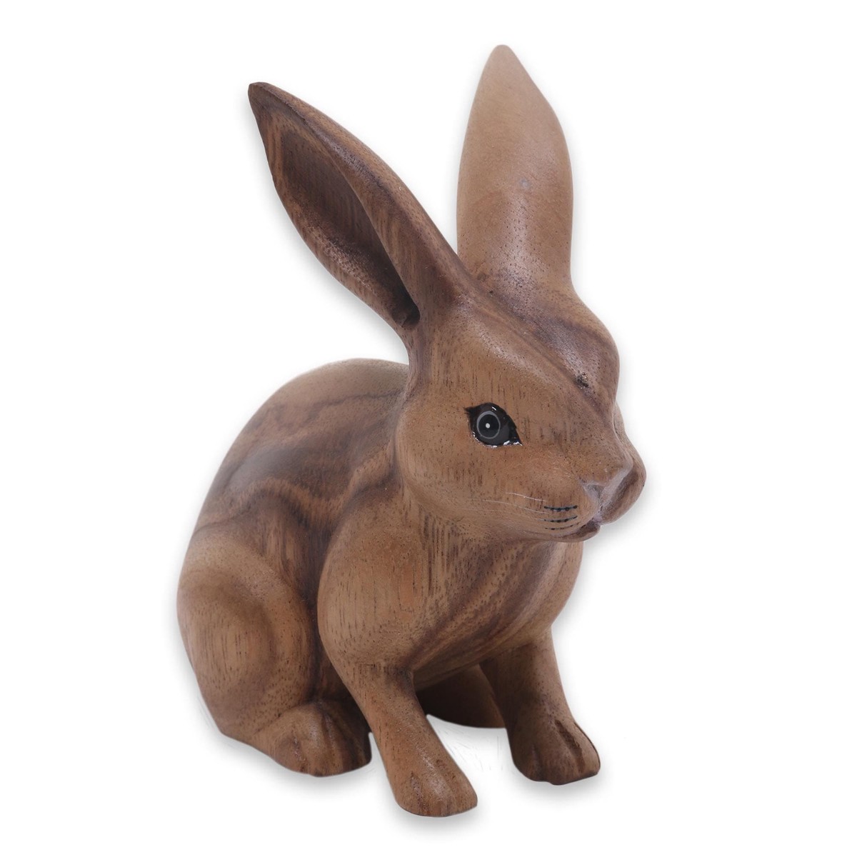Hand Carved Wooden Rabbit Statuette – Cute Ginger Rabbit (member)