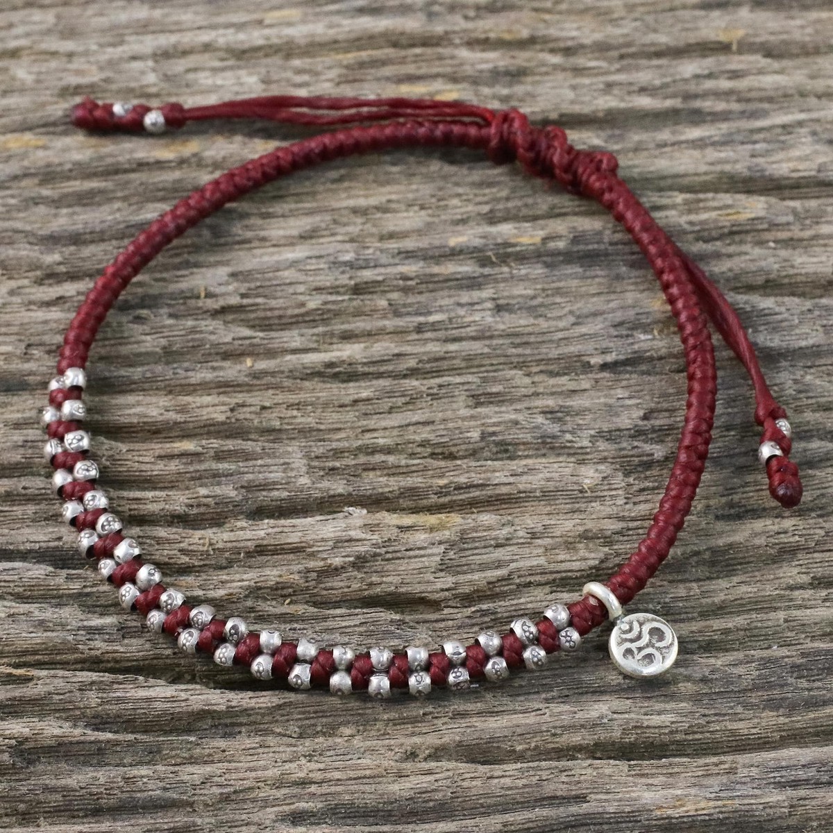 Hand Crafted Cord Bracelet in Red with 950 Silver – Bohemian Life in Crimson