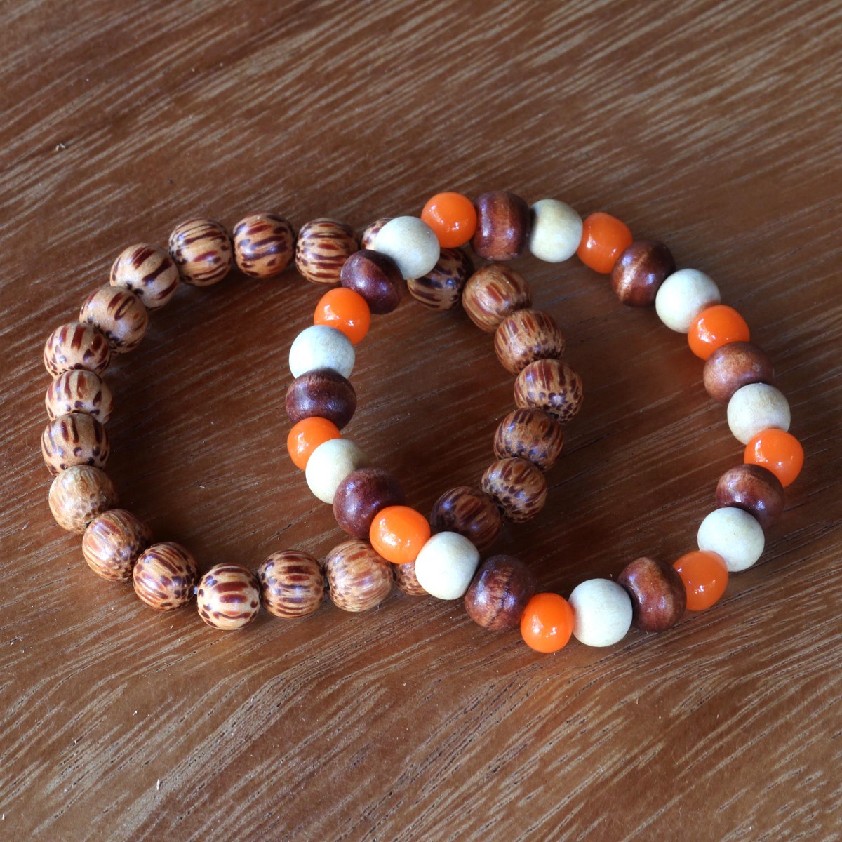 Hand Crafted Bead Stretch Bracelets from Bali Artisan (Pair) – Orange Connection